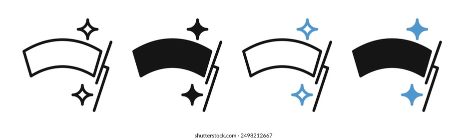 Car windscreen wiper iconicon vector collection in outlined and solid style