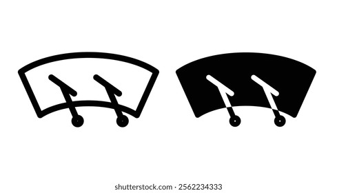 Car windscreen wiper Icons pack in outlined and flat versions