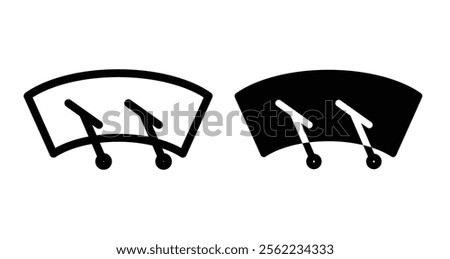 Car windscreen wiper Icons pack in outlined and flat versions