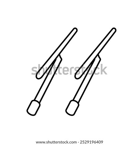 Car windscreen wiper outline icon isolated on white background.