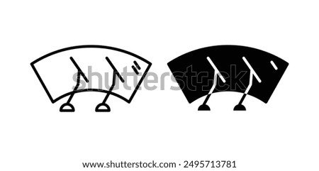 Car windscreen wiper vector icon set in black color.