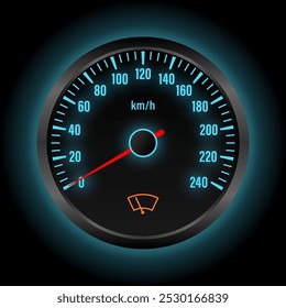 Car Windscreen Wiper Warning Light on Car Dashboard. Vector Illustration. 