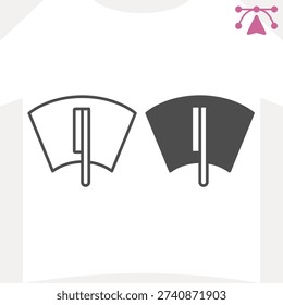 Car windshield glass with brush line and solid icon, washing concept. Vector graphics. Rain wipers for window sign and editable stroke, outline style icon for mobile or web design