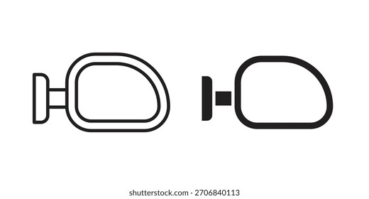Projeto de símbolo de contorno de conceito de ícone de espelho de asa de carro. Ilustração de elemento simples.