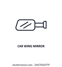 car wing mirror outline icon.  Thin line icon from car parts collection. Editable vector isolated on white background