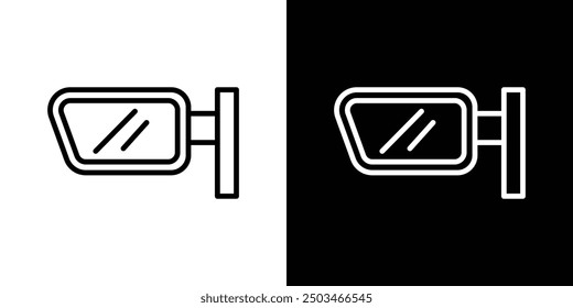 Car wing mirror thin line vector icon set.