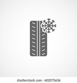 Car Winter Tire Flat Icon On White Background