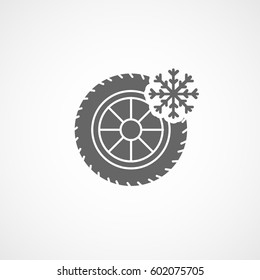 Car Winter Tire Flat Icon On White Background