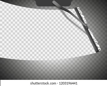 car wipers wiping glass. Transparent effect. Vector Illustration.