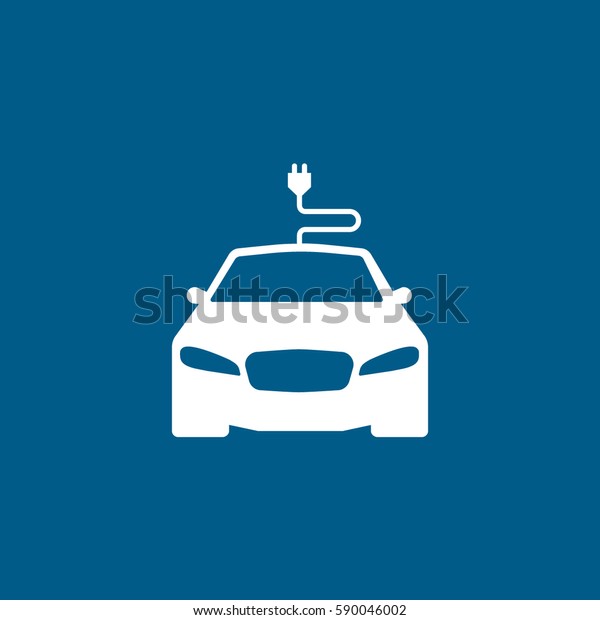 Car And Wire Flat\
Icon On Blue Background