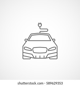 Car And Wire Line Icon On White Background