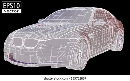 Car Wireframe | EPS10 Vector