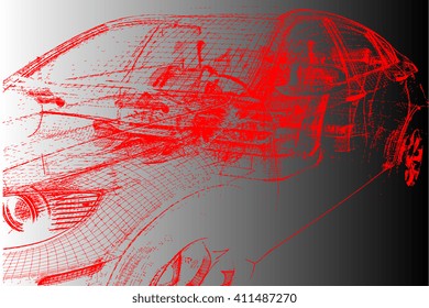 Car Wireframe. Transportation Vector background