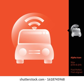 Car & wireless network symbol icon alpha icon - vector illustrations for branding, web design, presentation, banners. Transparent gradient icon on random background, pixel-aligned on 96x96 pixel.