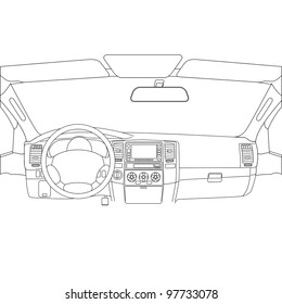 Das Auto ohne Fahrer auf der Straße. Rasterversion auch im Portfolio verfügbar.