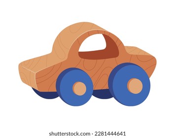 car wooden toy icon isolated