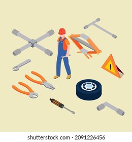 Car workshop collection set isometric 3d vector concept for banner, website, illustration, landing page, flyer, etc.