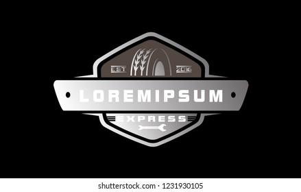 car workshop with gear and tire logo with deep philosophy for technology startup company.  gear and tire has mean professional.