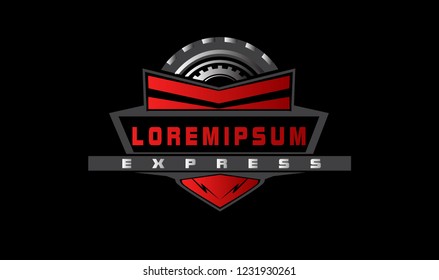 car workshop with gear and tire logo with deep philosophy for technology startup company.  gear and tire has mean professional.