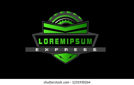 car workshop with gear and tire logo with deep philosophy for technology startup company.  gear and tire has mean professional.