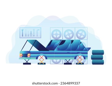 Car workshop vector illustration concept