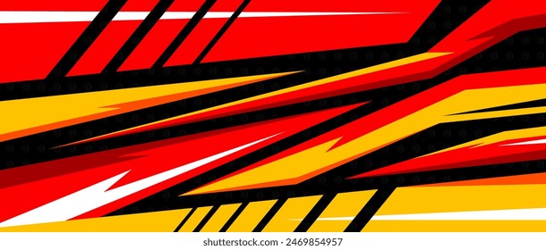 Car Wrap Art Vectors illustration. Background for sports jersey Vector Template. Graphic abstract red orange stripe racing. Sports racing texture wallpaper design in horizontal layout.