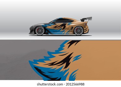 Car wrap company design vector. Graphic background designs for vehicle livery. van, truck, buss and another vehicle