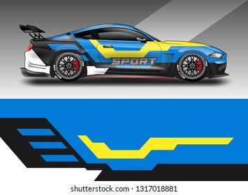 Car wrap decal company design vector. Graphic abstract background designs for vehicle, race car, rally, livery, sport eps 10 