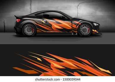 Car Wrap Or Decal Design. Abstract Racing Stripe Background For Racing Car Or Daily Use. Ready Print Vinyl Sticker