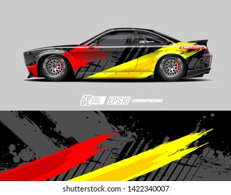 Car wrap decal design concept.  Abstract grunge background for wrap vehicles, race cars, cargo vans, pickup trucks and livery.
