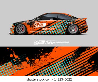 Car wrap decal design concept.  Abstract grunge background for wrap vehicles, race cars, cargo vans, pickup trucks and livery.