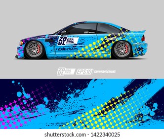 Car wrap decal design concept.  Abstract grunge background for wrap vehicles, race cars, cargo vans, pickup trucks and livery.