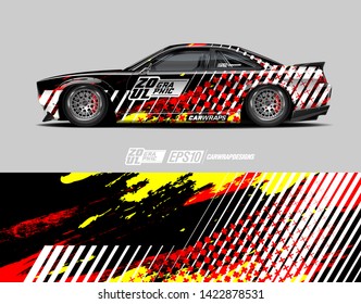 Car wrap decal design concept. Abstract grunge background for wrap vehicles, race cars, cargo vans, pickup trucks and livery.
