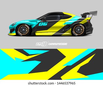 Car wrap decal design concept. Abstract racing background for wrapping vehicles, race cars, cargo van, pickup trucks and racing livery.