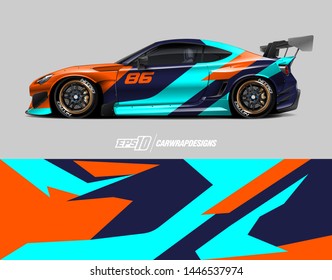 Car wrap decal design concept. Abstract racing background for wrapping vehicles, race cars, cargo van, pickup trucks and racing livery.