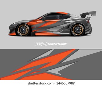 Car wrap decal design concept. Abstract racing background for wrapping vehicles, race cars, cargo van, pickup trucks and racing livery.