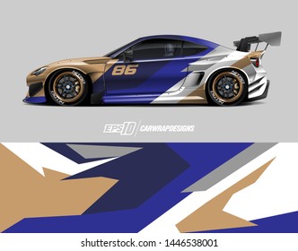 Car wrap decal design concept. Abstract racing background for wrapping vehicles, race cars, cargo van, pickup trucks and racing livery.