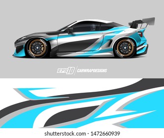 Car Wrap Decal Design Concept. Abstract Stripe Background For Wrap Vehicles, Race Cars, Cargo Vans, Pickup Trucks And Livery.