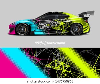 Car wrap decal design concept. Abstract grunge background for wrap vehicles, race cars, cargo vans, pickup trucks and car livery.