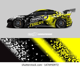 Car wrap decal design concept. Abstract grunge background for wrap vehicles, race cars, cargo vans, pickup trucks and car livery.