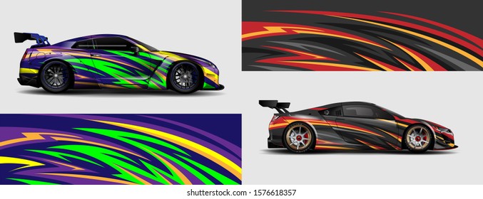 Car wrap decal design concept. with abstract stripe background