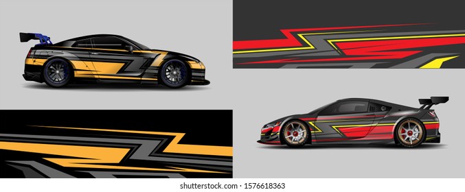 Car wrap decal design concept. with abstract stripe background