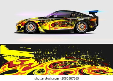 Car wrap decal design concept. Abstract grunge background for wrap vehicles, race cars, cargo vans, pickup trucks and livery