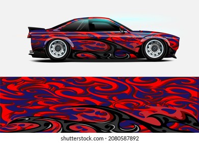 Car wrap decal design concept. Abstract grunge background for wrap vehicles, race cars, cargo vans, pickup trucks and livery