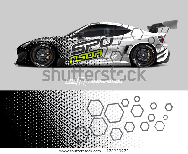 Car wrap decal design concept. Abstract grunge
background for wrap vehicles, race cars, cargo vans, pickup trucks
and car livery.
