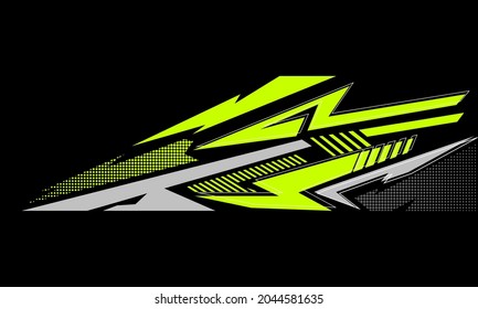 Car wrap decal design graphic abstract racing Vector Image, Stylish sports background with geometric sharp shapes