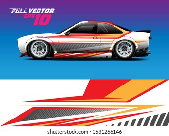 car wrap or decal design. stripe and grunge abstract design for adventure, livery, racing, signage, and daily use car. ready to print out vinyl sticker