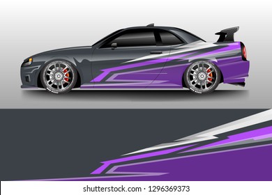 Car wrap decal design vector. Graphic abstract stripe racing background livery . Best decal racing vector .