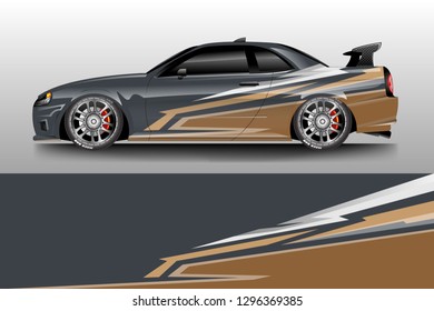 Car wrap decal design vector. Graphic abstract stripe racing background livery . Best decal racing vector .