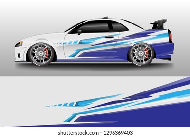 Car wrap decal design vector. Graphic abstract stripe racing background livery . Best decal racing vector .